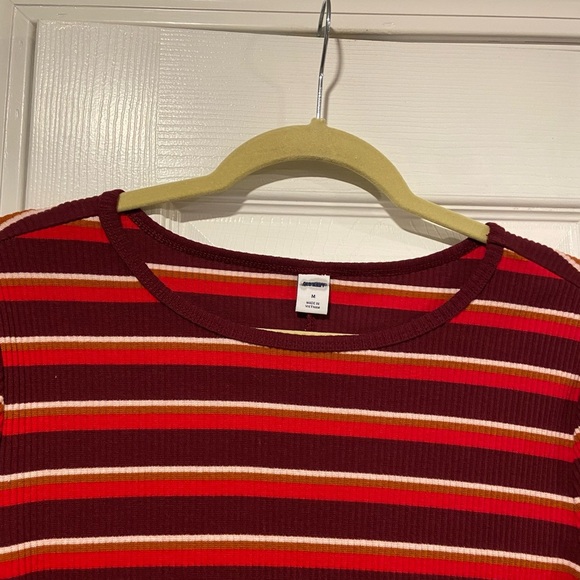 NWT Old Navy Size M Purple Red Stripe Stretch Cotton Ribbed Knit Mini Dress - Picture 4 of 11